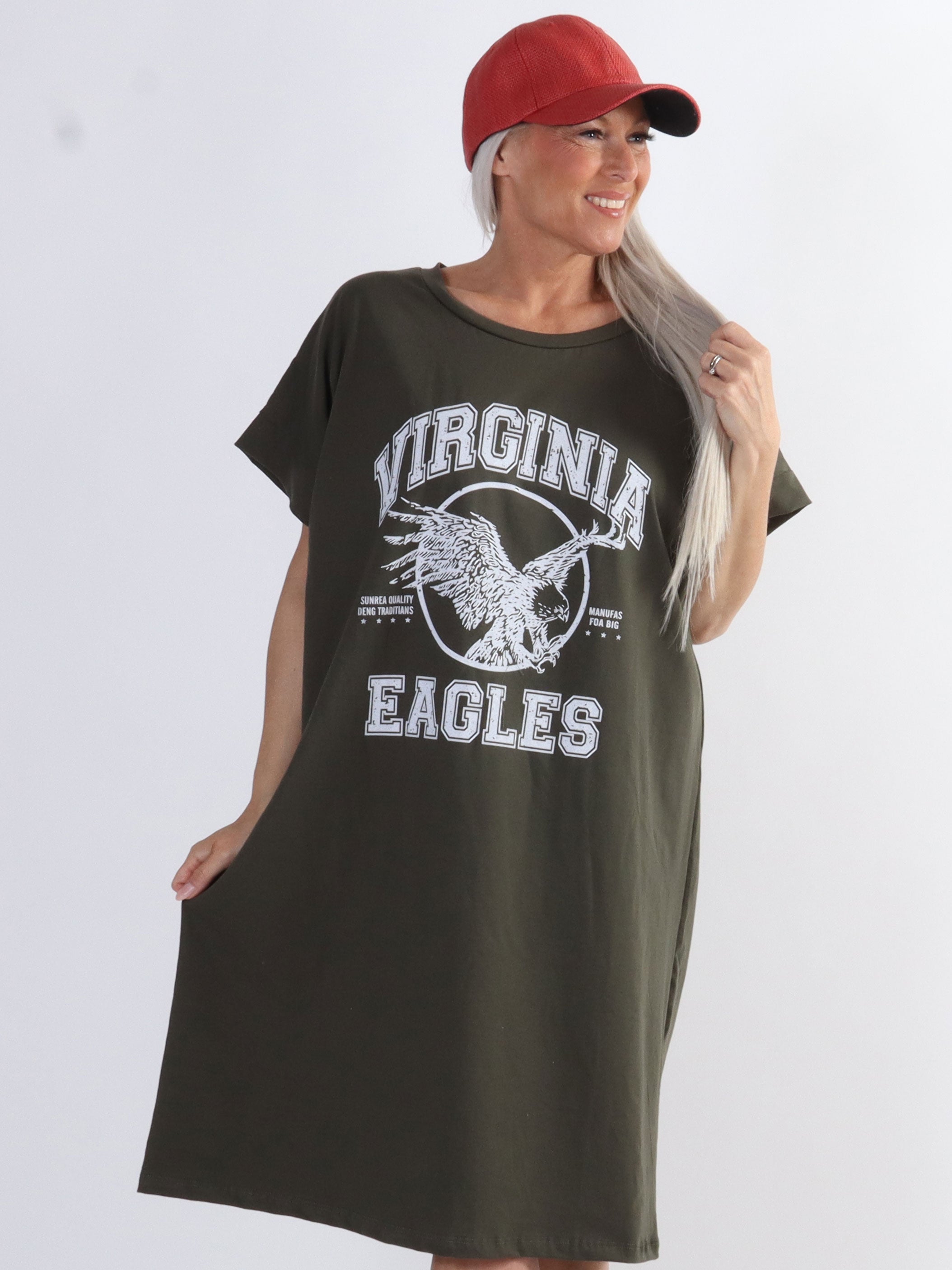 Virginia - Blød plus size t-shirt kjole med motiv